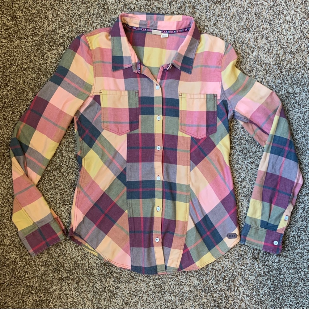 Women’s Roxy Plaid Button Down Shirt Size Medium